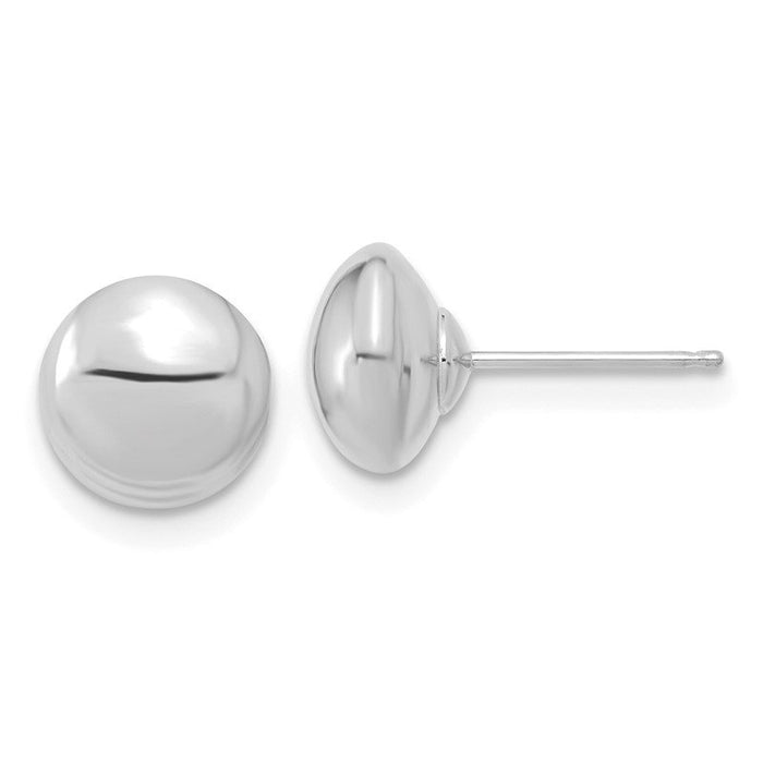 14k White Gold 12mm Polished Button Post Earrings