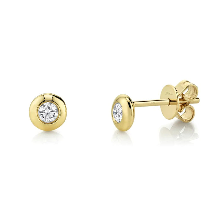 14k Yellow Gold Diamond Bezel Set Stud Earrings
