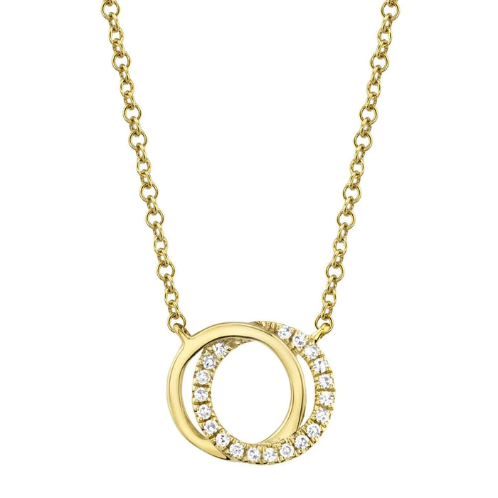 14k Yellow Gold Love Knot Circle Diamond Necklace