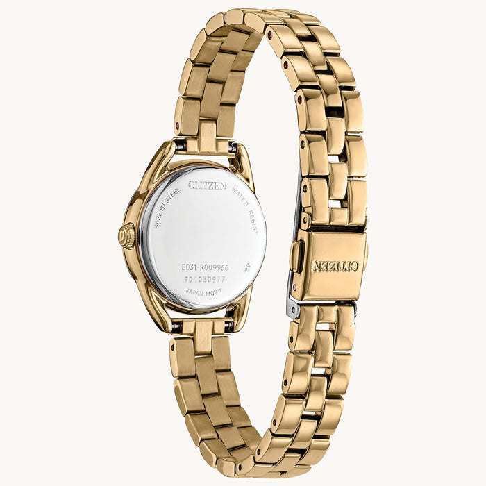 Citizen Ladies Weekender Gold Tone Stainless Steel and White Dial Eco-Drive Watch