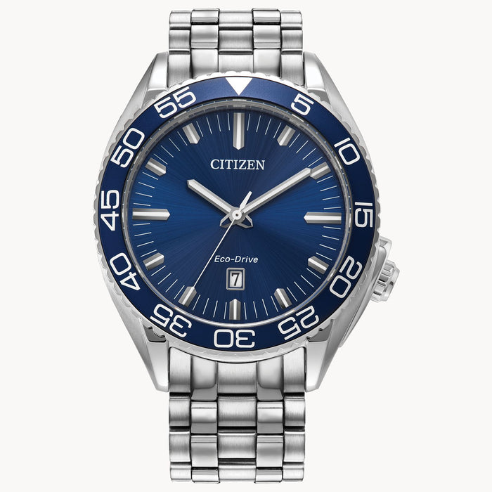 Citizen Carson Eco-Drive Blue Dial and Stainless Steel Watch