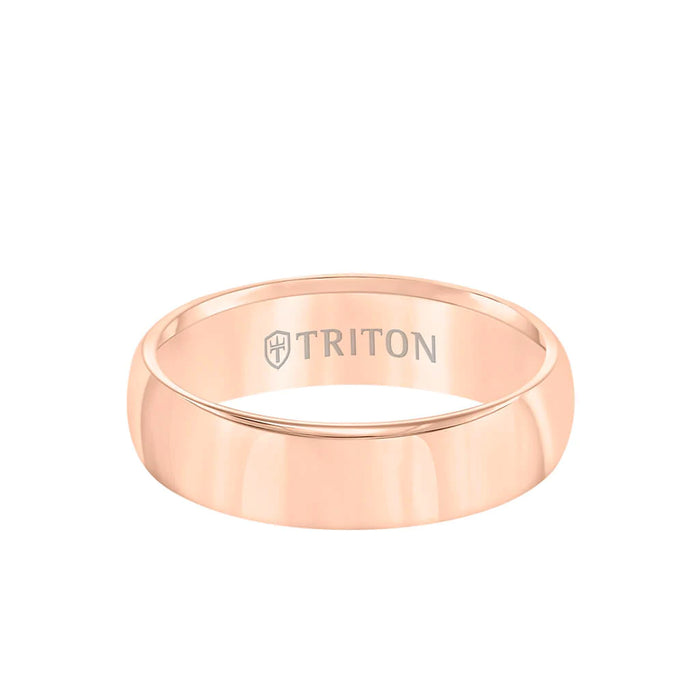 Triton Men's 6MM Rose Tungsten Carbide Domed Round Edge Ring