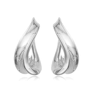 Sterling Silver Tapered Side Twist Hoop Earrings