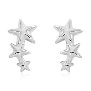 Sterling Silver Star Climber Stud Earrings