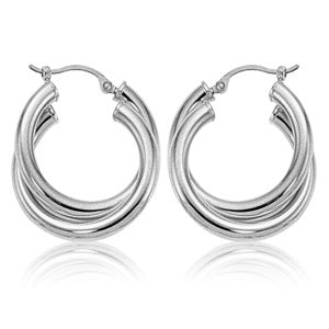 Sterling Silver Double Tube Hoop Earrings