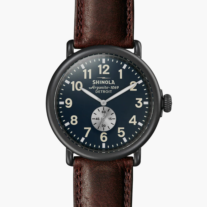 Shinola Runwell 47MM Cattail Leather and Blue Face Watch