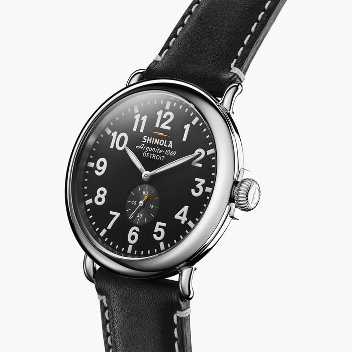 Shinola Runwell 47MM Black and Leather Strap Watch