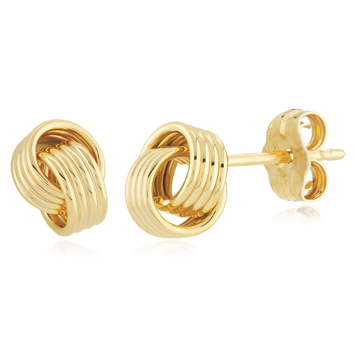 14K Yellow Gold Coil Love Knot Stud Earrings