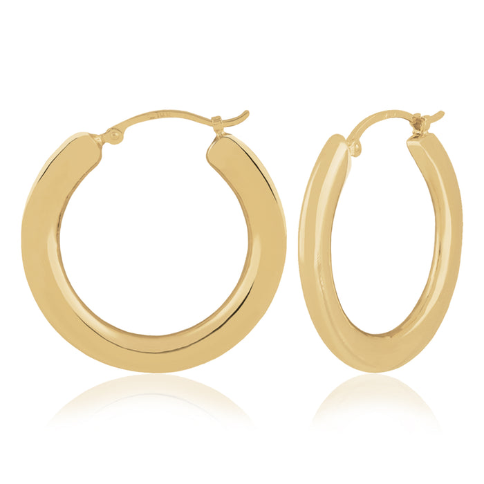 14K Yellow Gold 3.5x20mm Flat Hoop Earrings