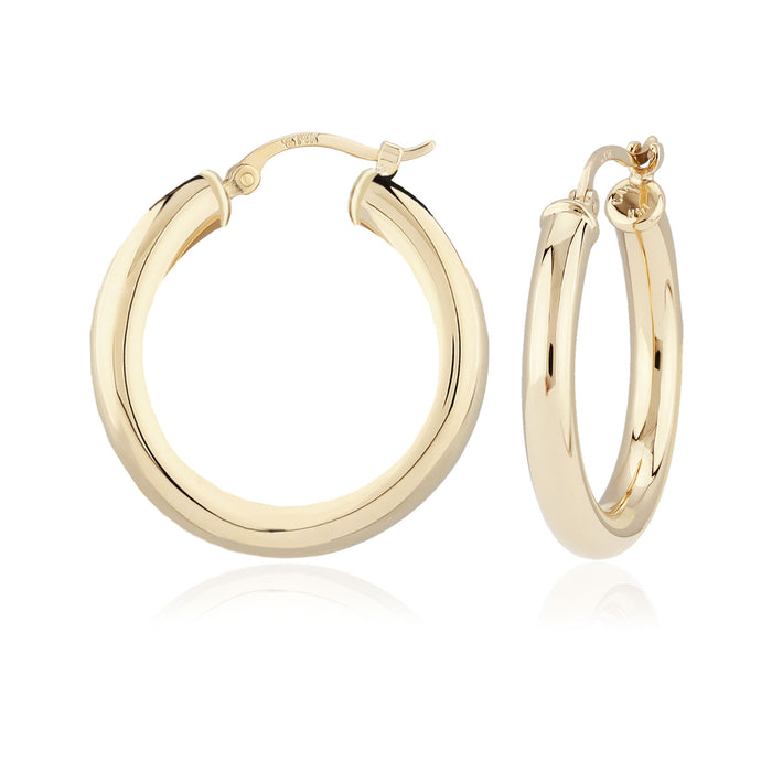 14K Yellow Gold 4x30mm Tube Hoop Earrings