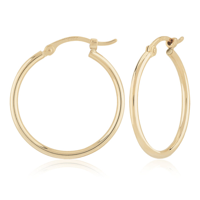 14K Yellow Gold 1.5x20mm Tube Hoop Earrings