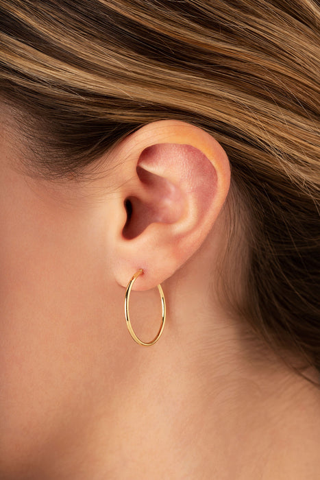 14K Yellow Gold 1.5x20mm Tube Hoop Earrings