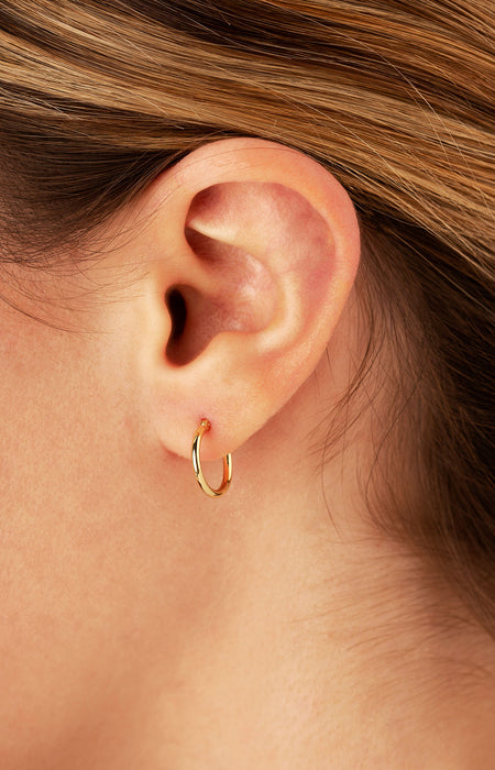 14K Yellow Gold Baby Tube Hoop Earrings
