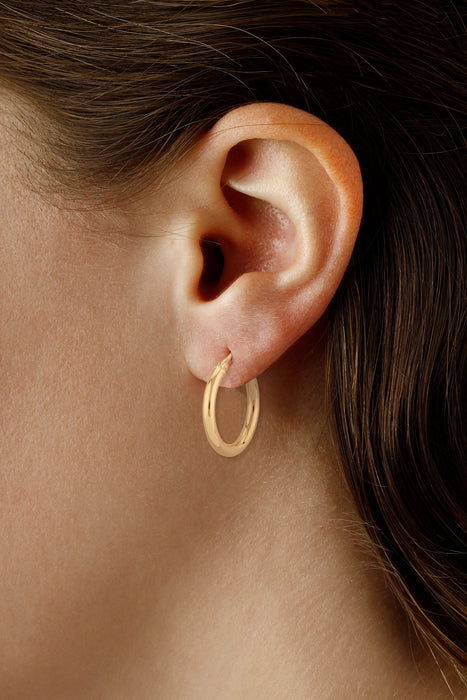 14K Yellow Gold 2.5x20mm Tube Hoop Earrings