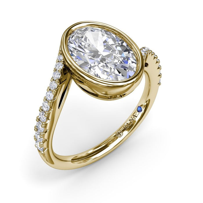 Bezel-Set Bypass Oval with Diamond Shank Engagement Ring Setting