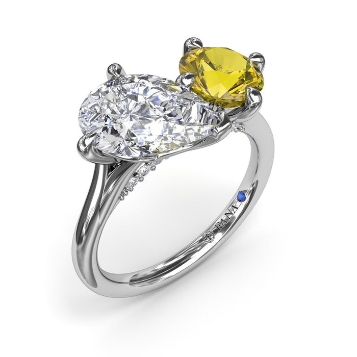 Toi et Moi with Diamond Bridge Engagement Ring Setting