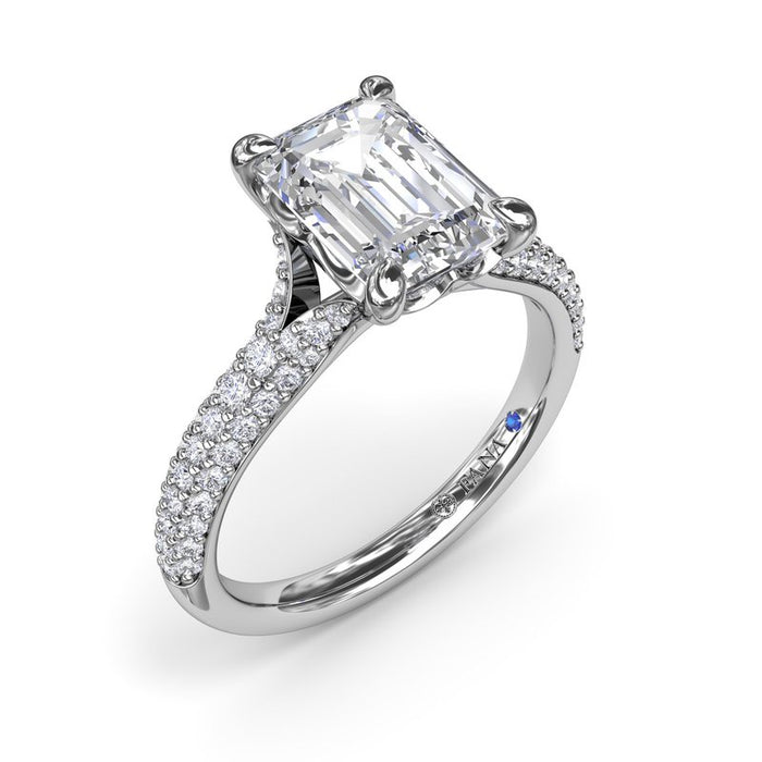 Triple Row Diamond Split Shank Engagement Ring Setting