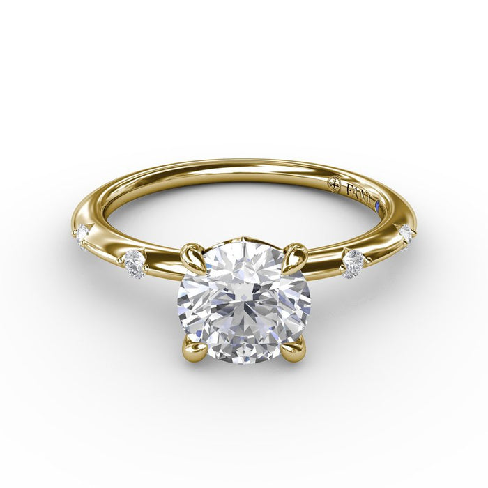 Round Raindrop Shank Engagement Ring Setting