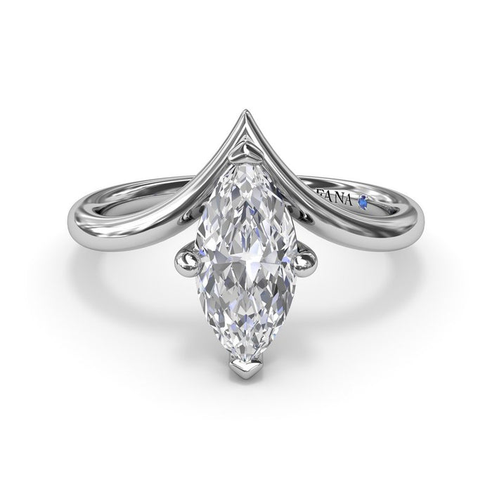 V-Shape Bypass Marquise Engagement Ring Setting