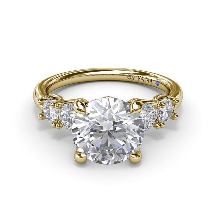Double Round Diamond Side Stone Engagement Ring Setting