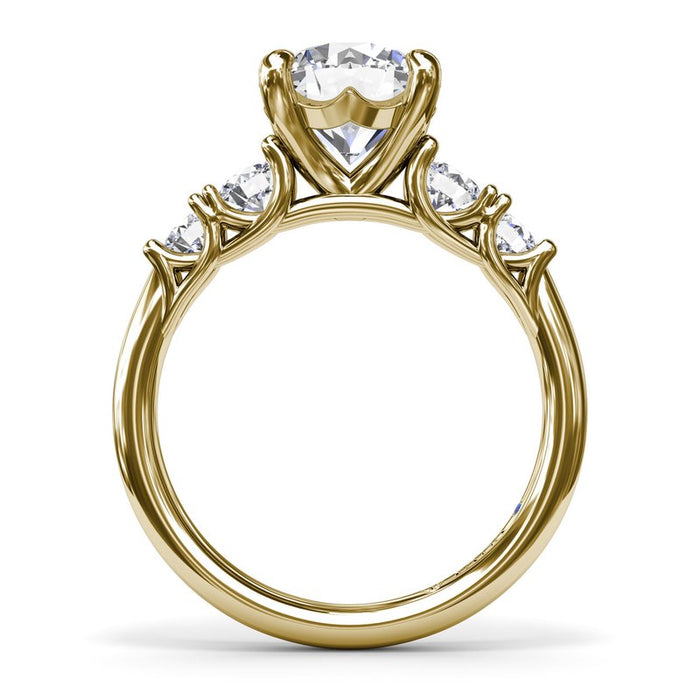 Double Round Diamond Side Stone Engagement Ring Setting