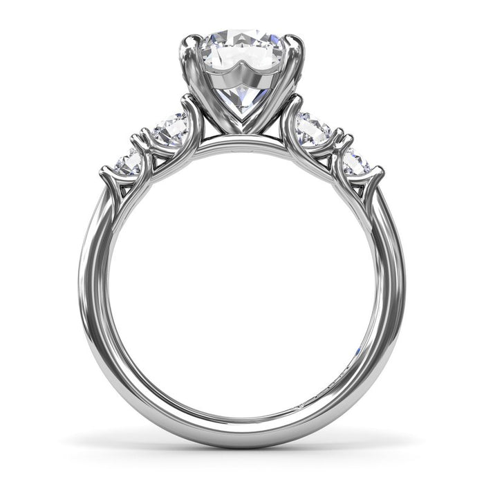Double Round Diamond Side Stone Engagement Ring Setting