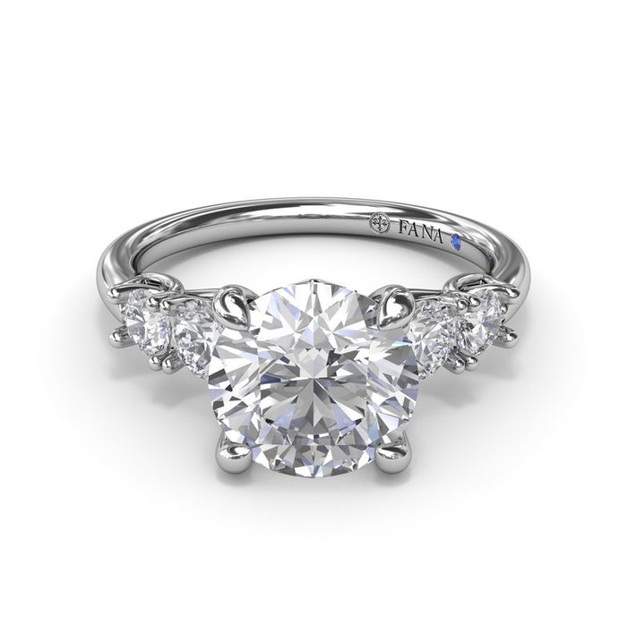 Double Round Diamond Side Stone Engagement Ring Setting
