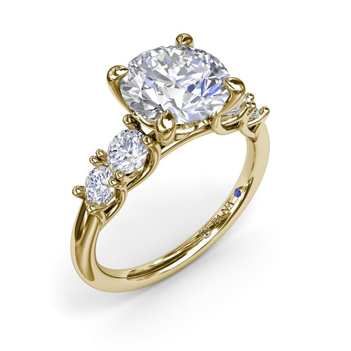Double Round Diamond Side Stone Engagement Ring Setting