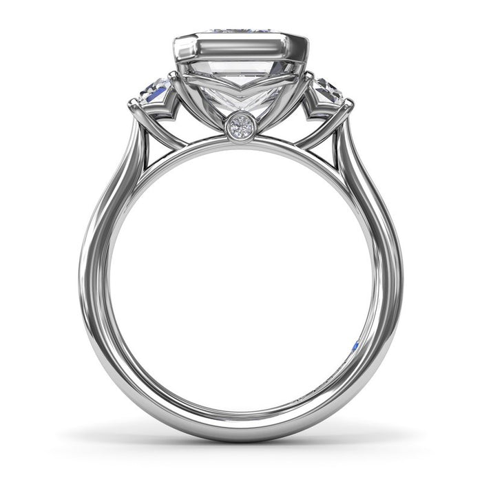 Bezel Emerald-Cut with Baguette Side Stones Engagement Ring Setting