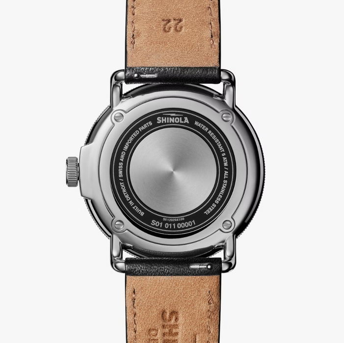 Shinola Canfield Model C56, Black Dial with Black Leather Strap