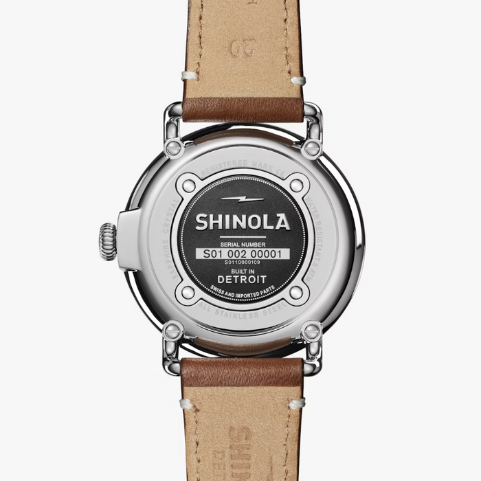 Shinola Runwell, White Dial with Tan Leather Strap