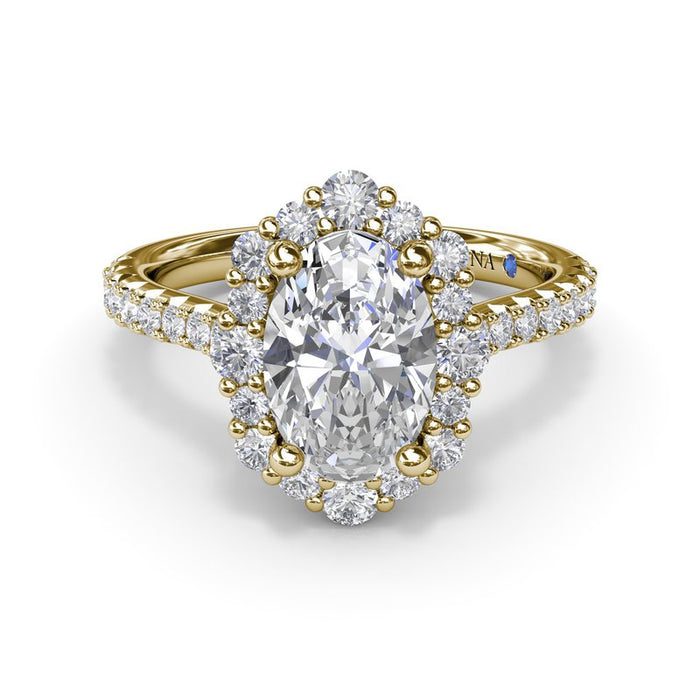 Oval Floral Halo Engagement Ring Setting