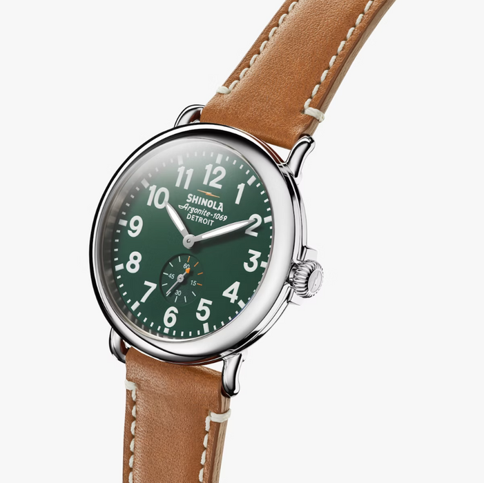 Shinola Runwell, Green Dial with Largo Tan Leather Strap