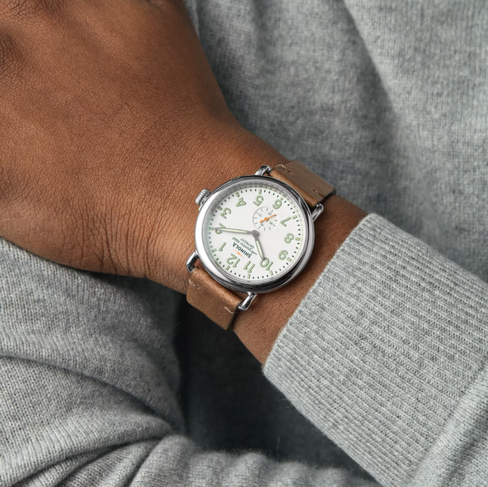 Shinola Runwell, Alabaster Dial with British Tan Leather Strap