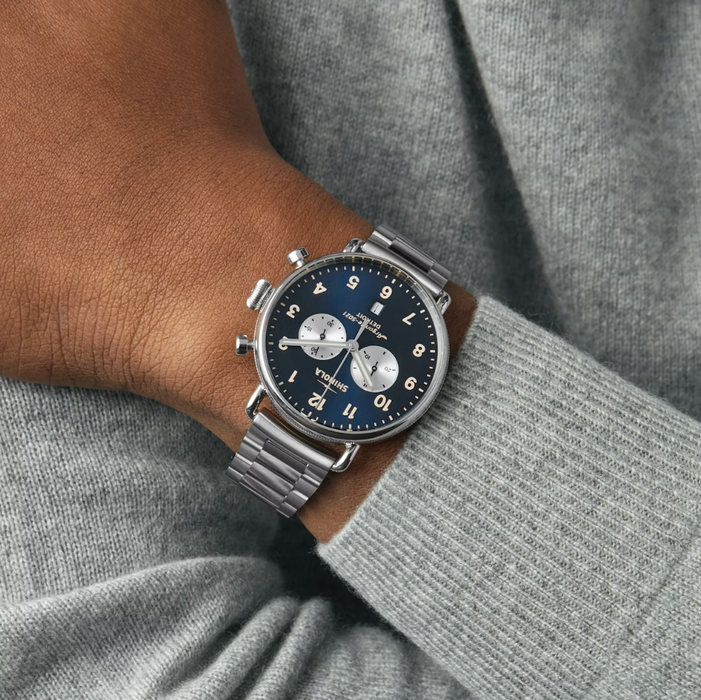 Shinola Canfield Chrono, Midnight Blue Dial with Stainless Steel Bracelet