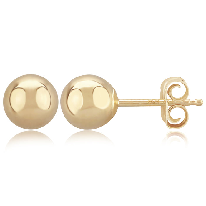 14K Yellow Gold 6mm Ball Stud Earrings