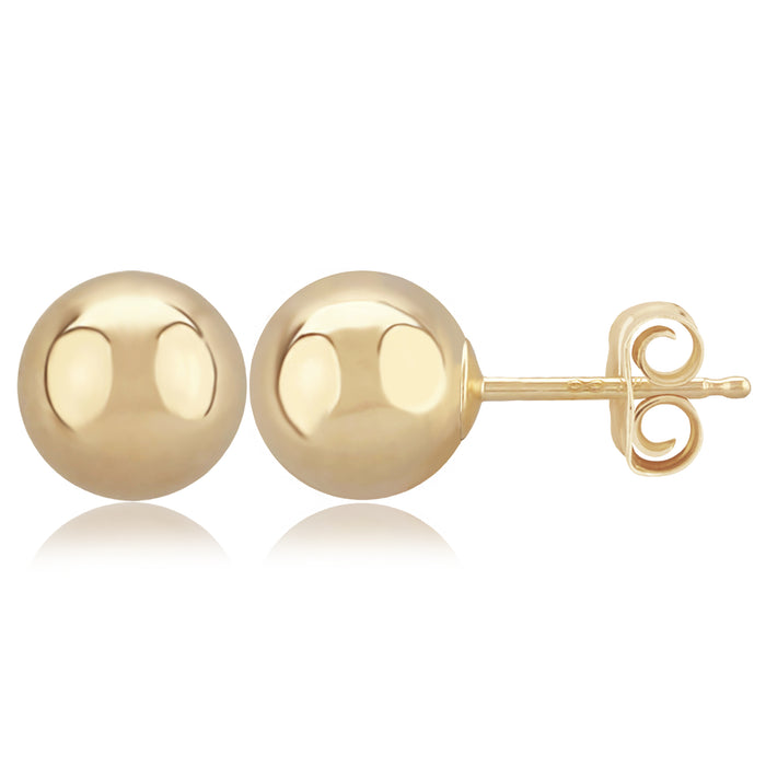 14K Yellow Gold 7mm Ball Stud Earrings