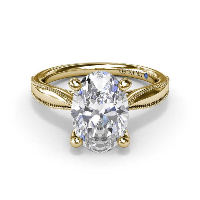 Tapered Milgrain Shank with Hidden Halo Engagement Ring Setting