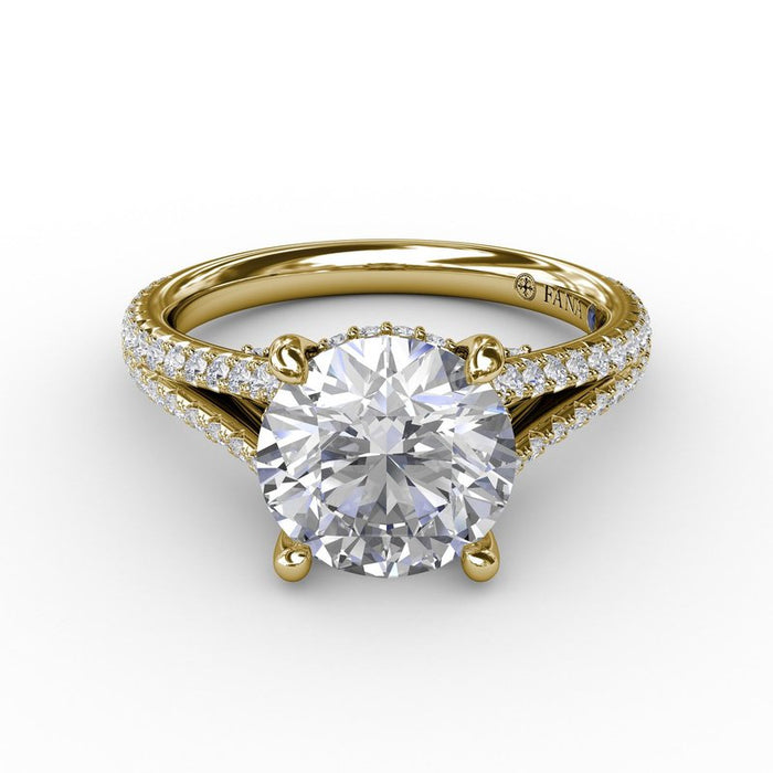 Diamond Split Shank with Hidden Halo Engagement Ring Setting