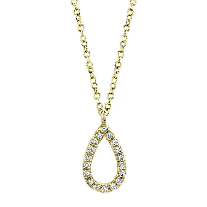 14k Yellow Gold Open Pear Diamond Necklace