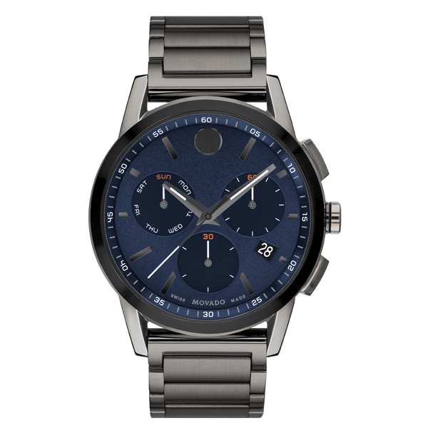Movado Museum Sport Blue Dial and Black Stainless Steel Men's Watch
