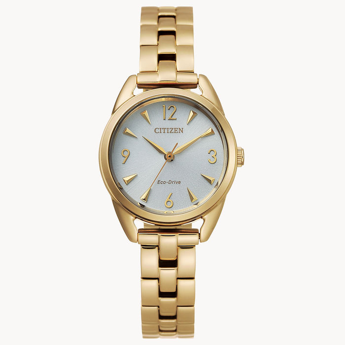 Citizen Ladies Weekender Gold Tone Stainless Steel and White Dial Eco-Drive Watch
