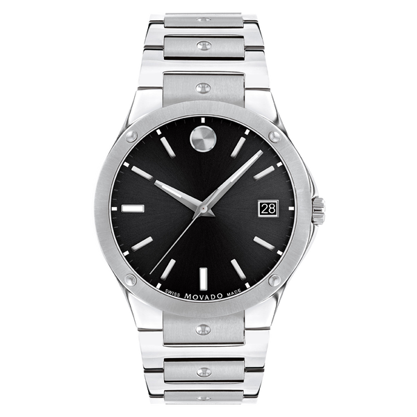 Movado SE Black Dial and Silver Tone Stainless Steel Men's Watch