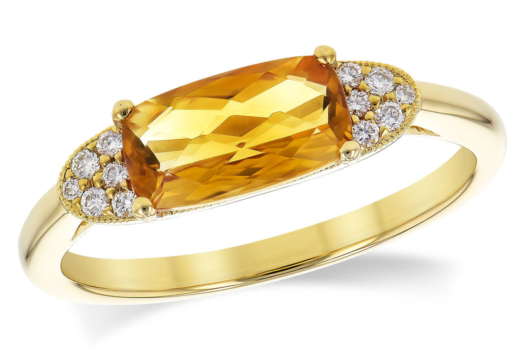 14k Yellow Gold Citrine and Diamond Ring