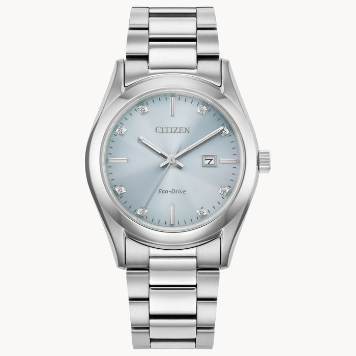 Citizen Women's Sport Luxury Silver Tone Stainless Steel and Blue Dial Eco-Drive Watch
