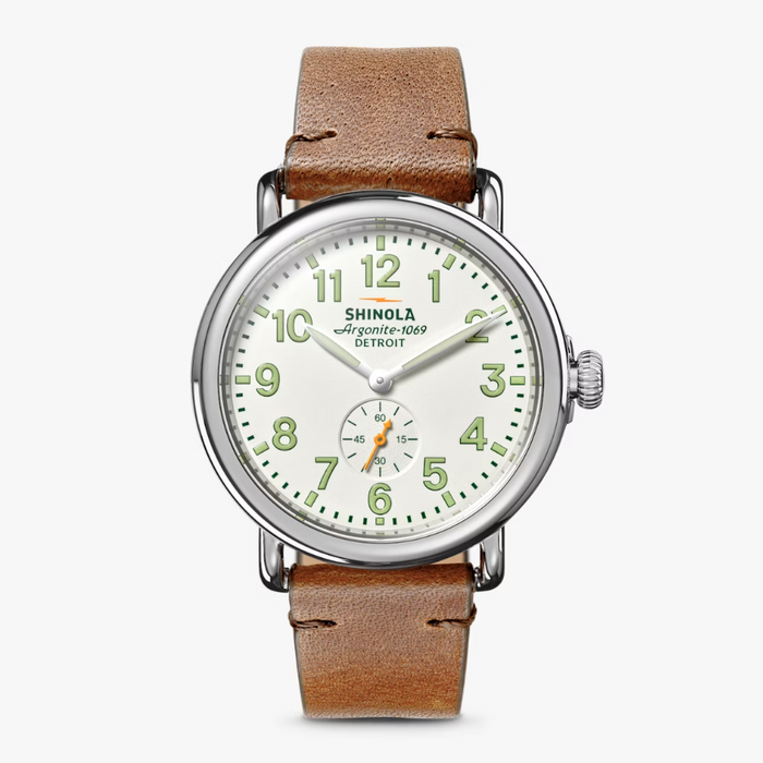 Shinola Runwell, Alabaster Dial with British Tan Leather Strap