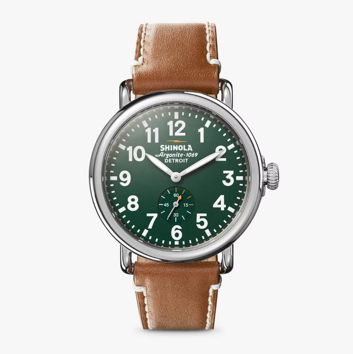 Shinola Runwell, Green Dial with Largo Tan Leather Strap