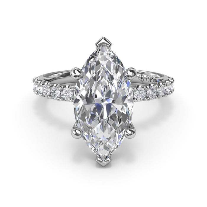 Pavé Shank with Marquise Center Engagement Ring Setting