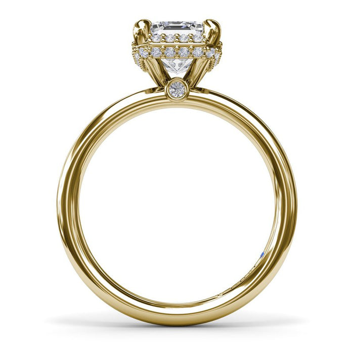Emerald-Cut Center with Halo and Hidden Halo Engagement Ring Setting
