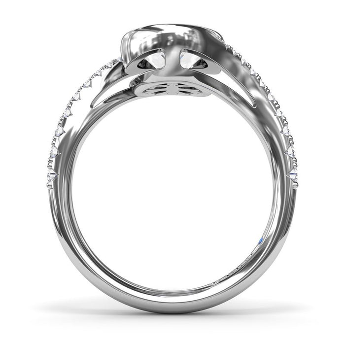 Bezel-Set Bypass Oval with Diamond Shank Engagement Ring Setting